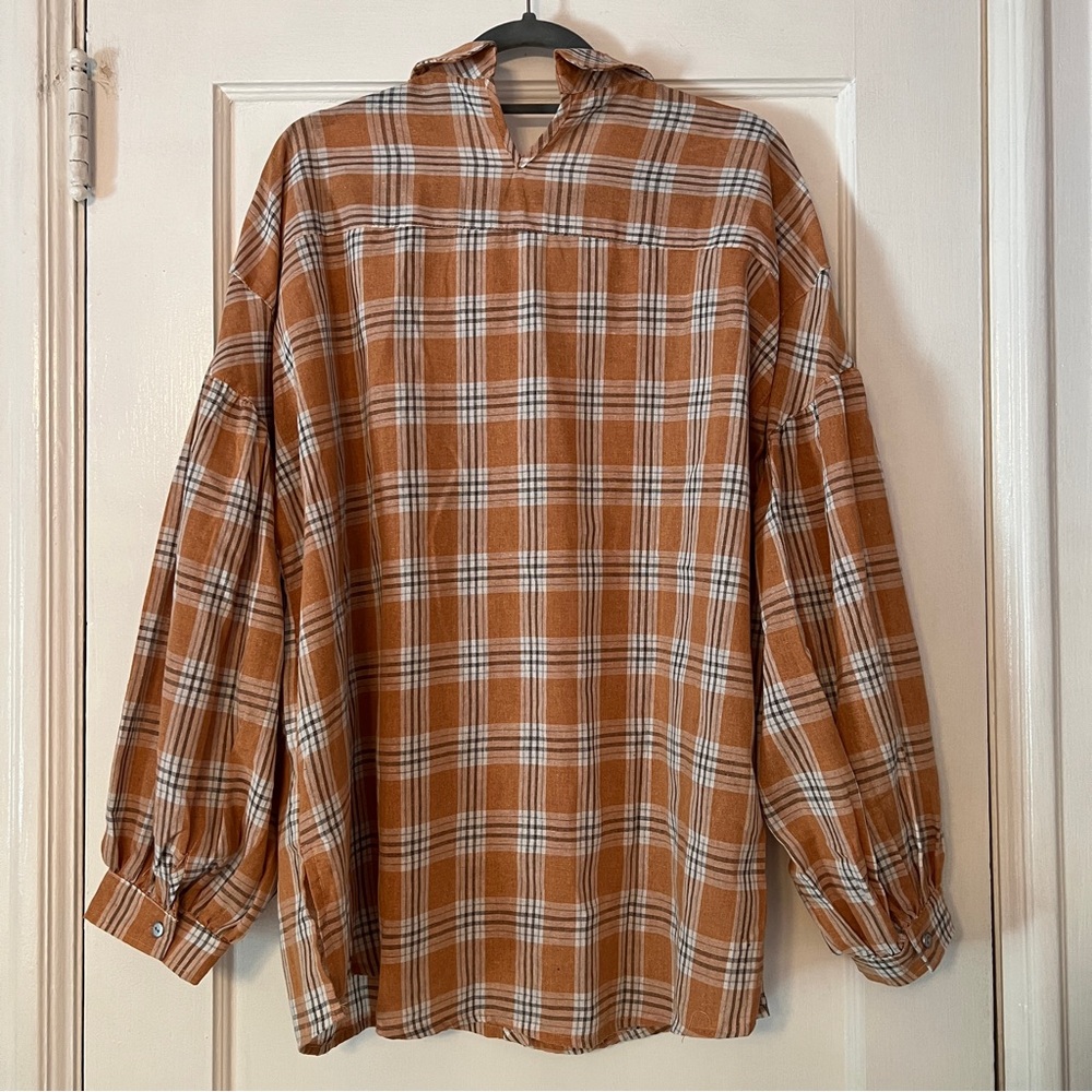 POL Orange Plaid Button Up Shirt Oversized L - Picture 12 of 16